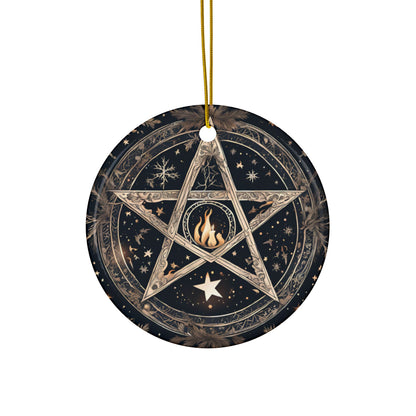 Golden Pentacle & Sacred Flame Yule Ornament