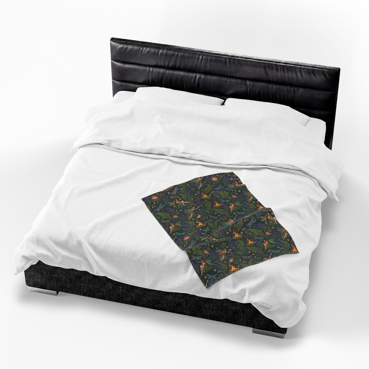 Beltane Fairy & Dragonfly Velveteen Plush Throw | Lightweight Enchanted Woodland Blanket