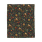 Yule Log & Evergreen Velveteen Plush Blanket – Lightweight Winter Solstice Throw