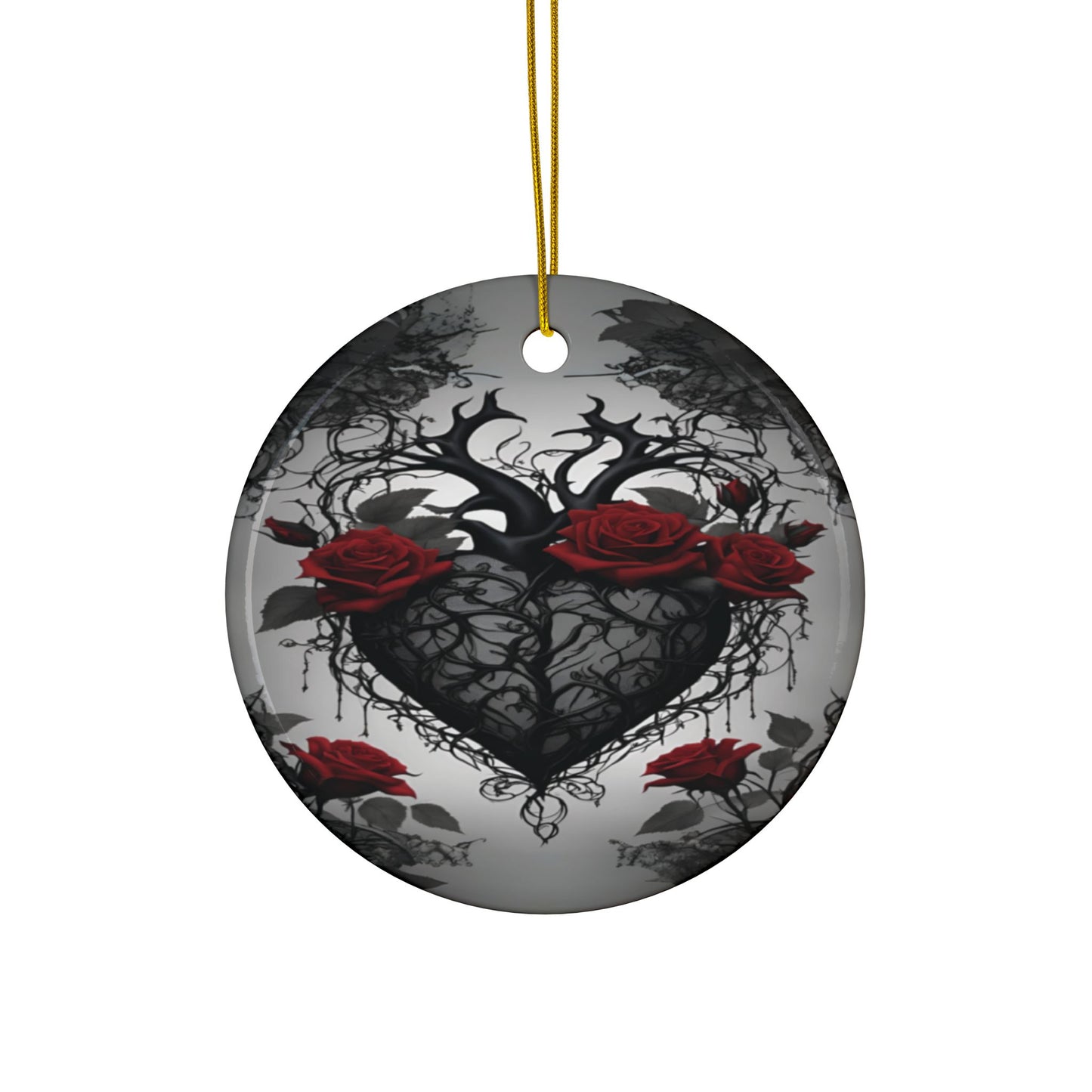 Black Beating Heart Gothic Valentine Ornament Red Roses Black Vines Anti Valentines(1pc, 3pcs, 5pcs, 10pcs) - Divine Mystic Moons