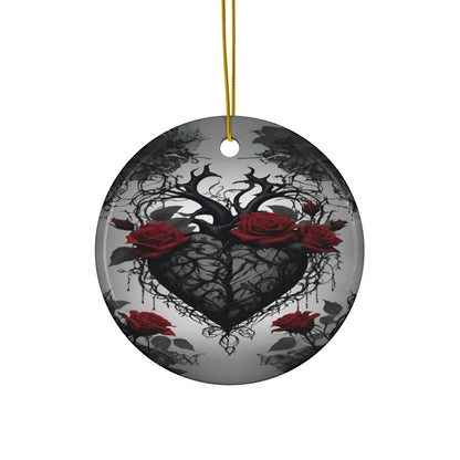 Black Beating Heart Gothic Valentine Ornament Red Roses Black Vines Anti Valentines(1pc, 3pcs, 5pcs, 10pcs) - Divine Mystic Moons