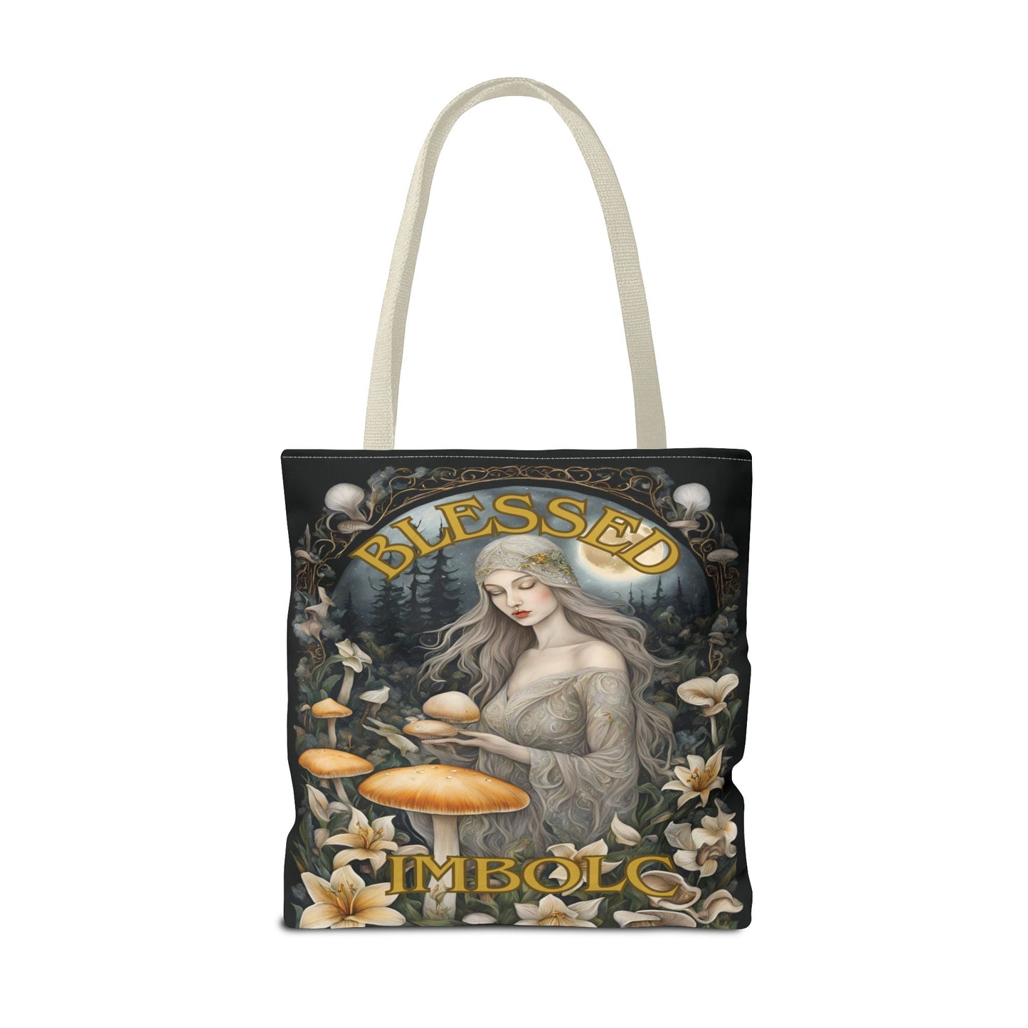 Imbolc Blessed Tote Bag | Witchy Eco-Friendly Carrier, Gardening Bag, Holiday Gift, Spiritual Tote, Adjustable Straps - Divine Mystic Moons
