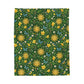 Ostara Sun & Daffodil Velveteen Plush Blanket – Lightweight Green Witch Spring Throw