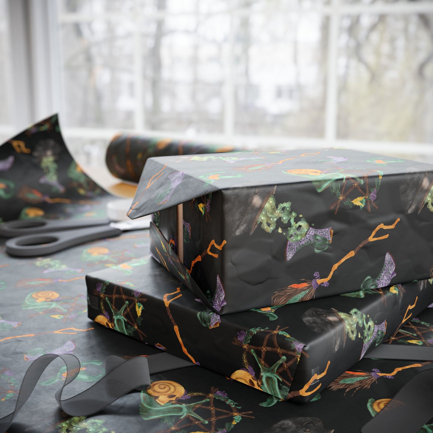 Midnight Witch Hat & Cauldron Wrapping Paper