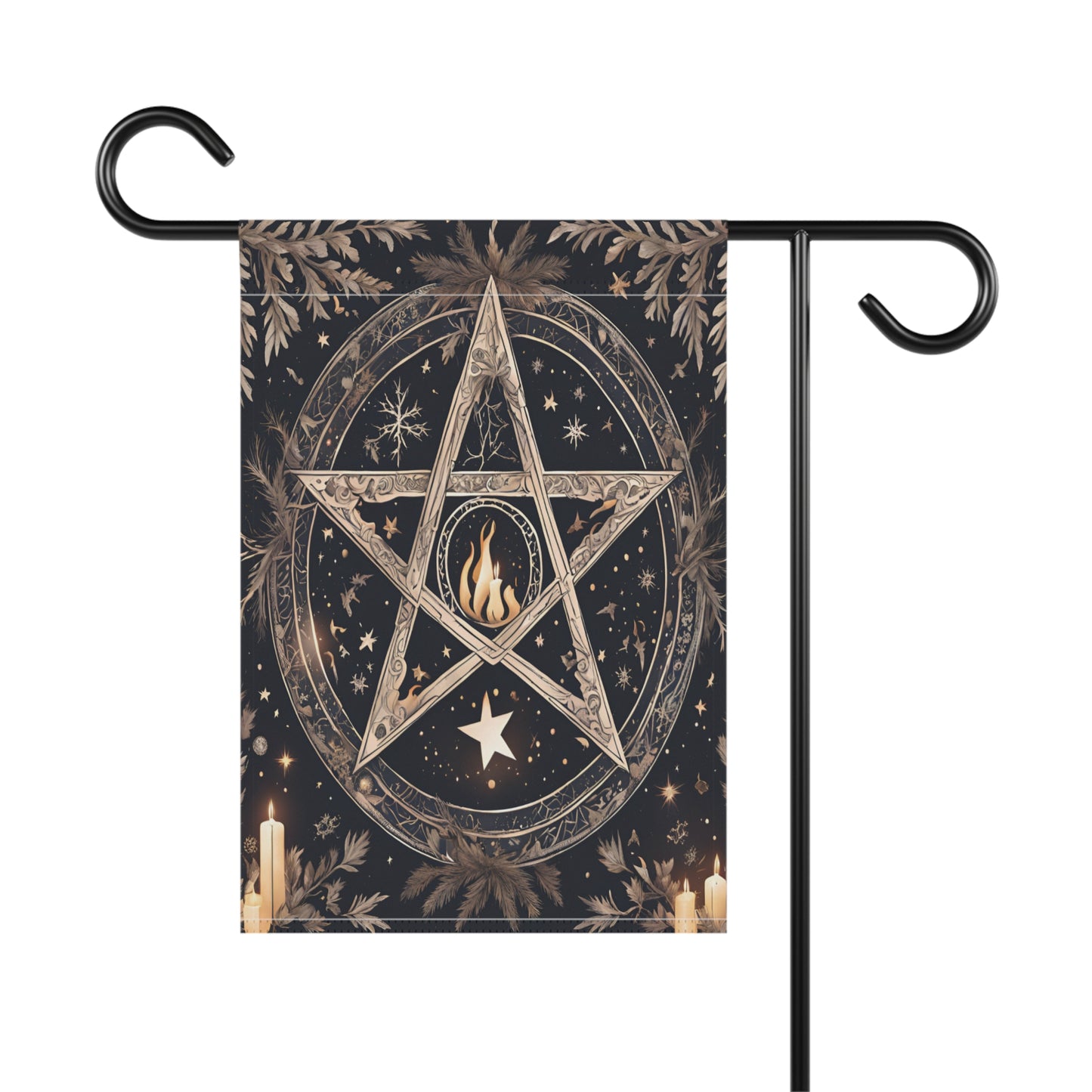 Winter Flame Pentagram Garden Flag