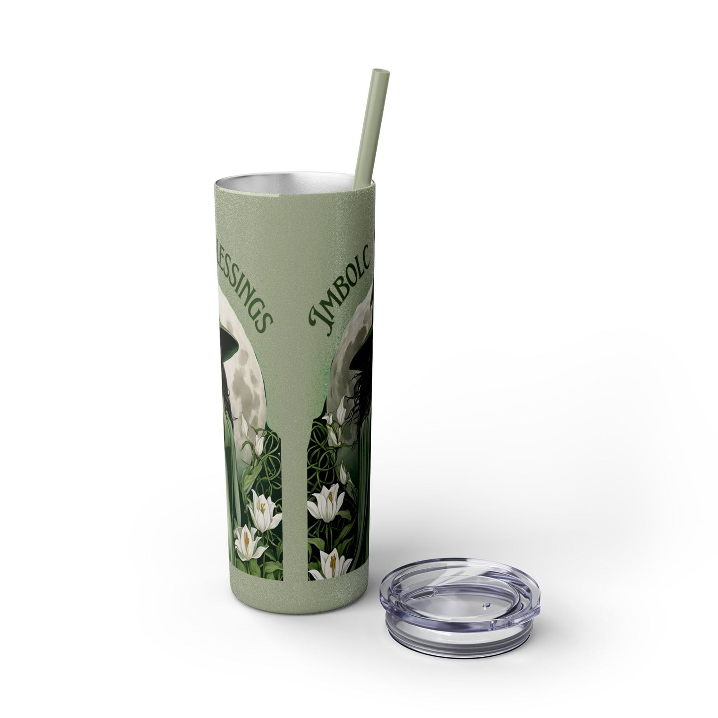 Imbolc Blessings Skinny Tumbler with Straw, 20oz | Witchy Drinkware | Gift for Pagans & Wiccans | Eco-Friendly Travel Cup | Modern Mug - Divine Mystic Moons