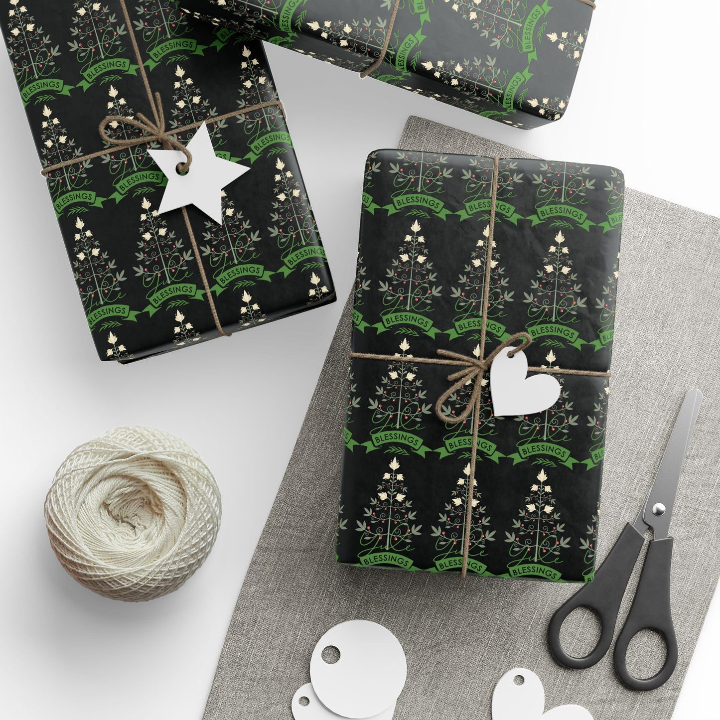 Botanical Yule Tree Wrapping Paper