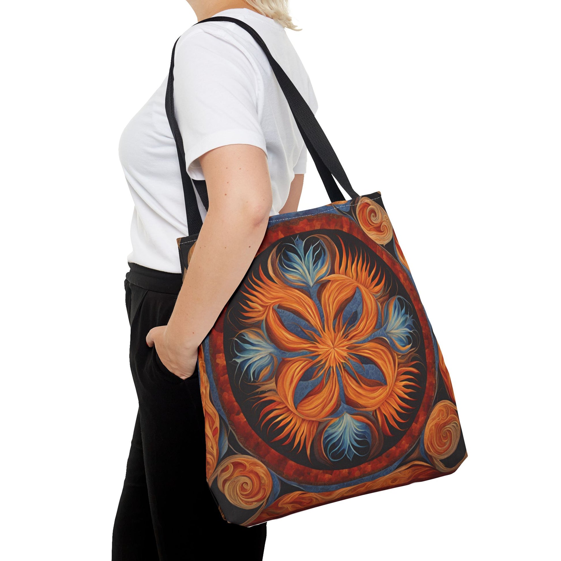 Vibrant Floral Tote Bag, Bohemian Style Handbag, Eco-Friendly Shopping Bag, Art Inspired Gift, Summer Festival Accessory - Divine Mystic Moons