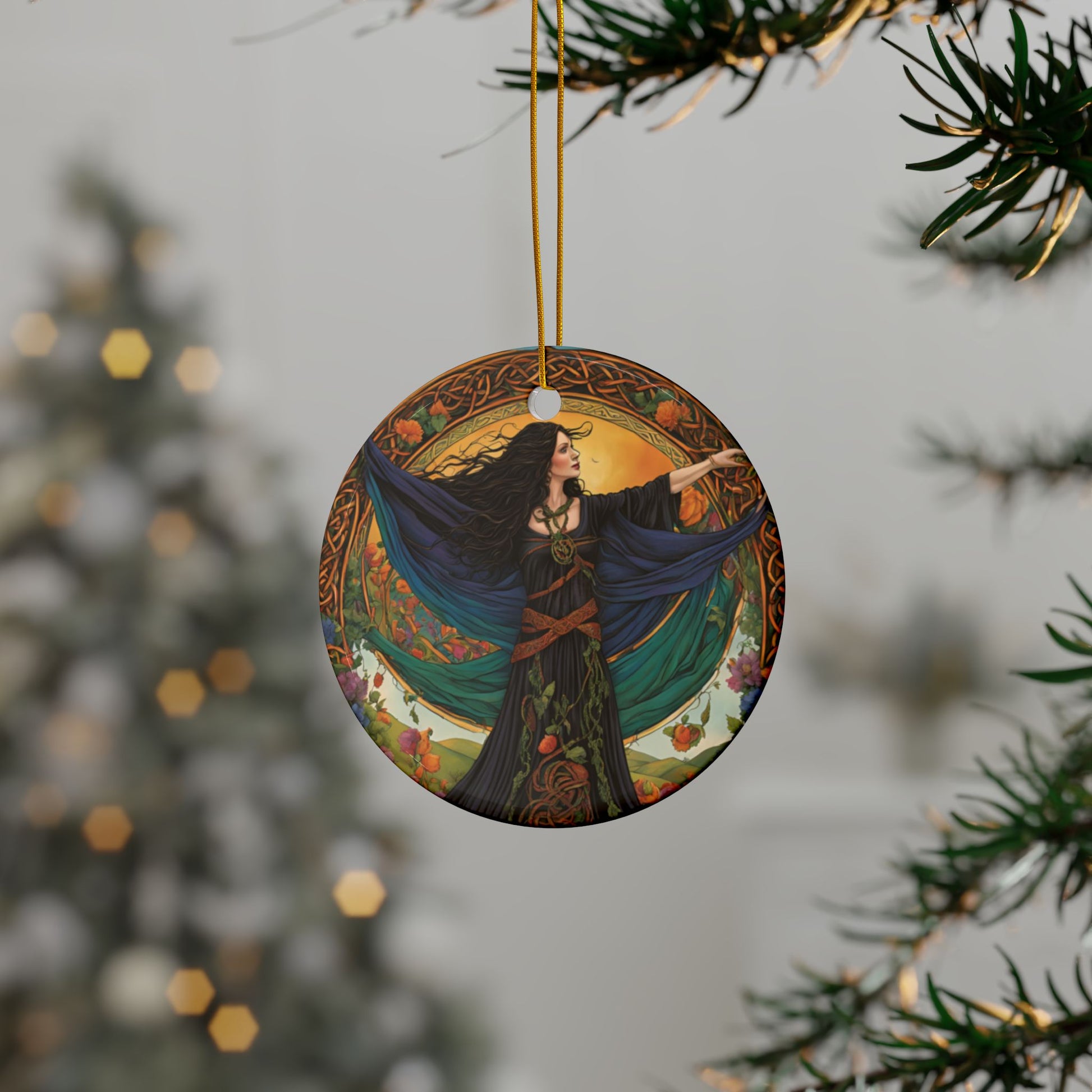 Mystical Witch Ceramic Ornaments | Enchanted Home Decor, Gift for Holidays, Witchy Decoration, Magical Gift, Unique Tree Ornaments - Divine Mystic Moons