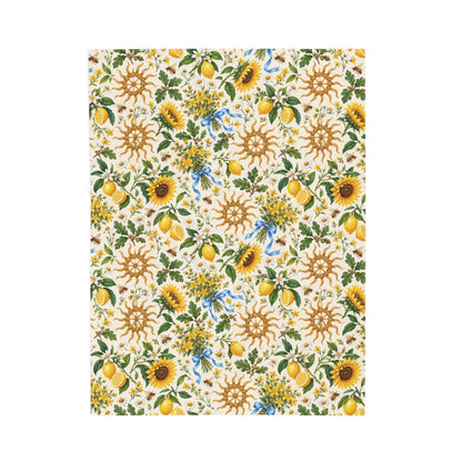 Litha Sunflower & Lemon Velveteen Plush Throw | Lightweight Summer Solstice Blanket