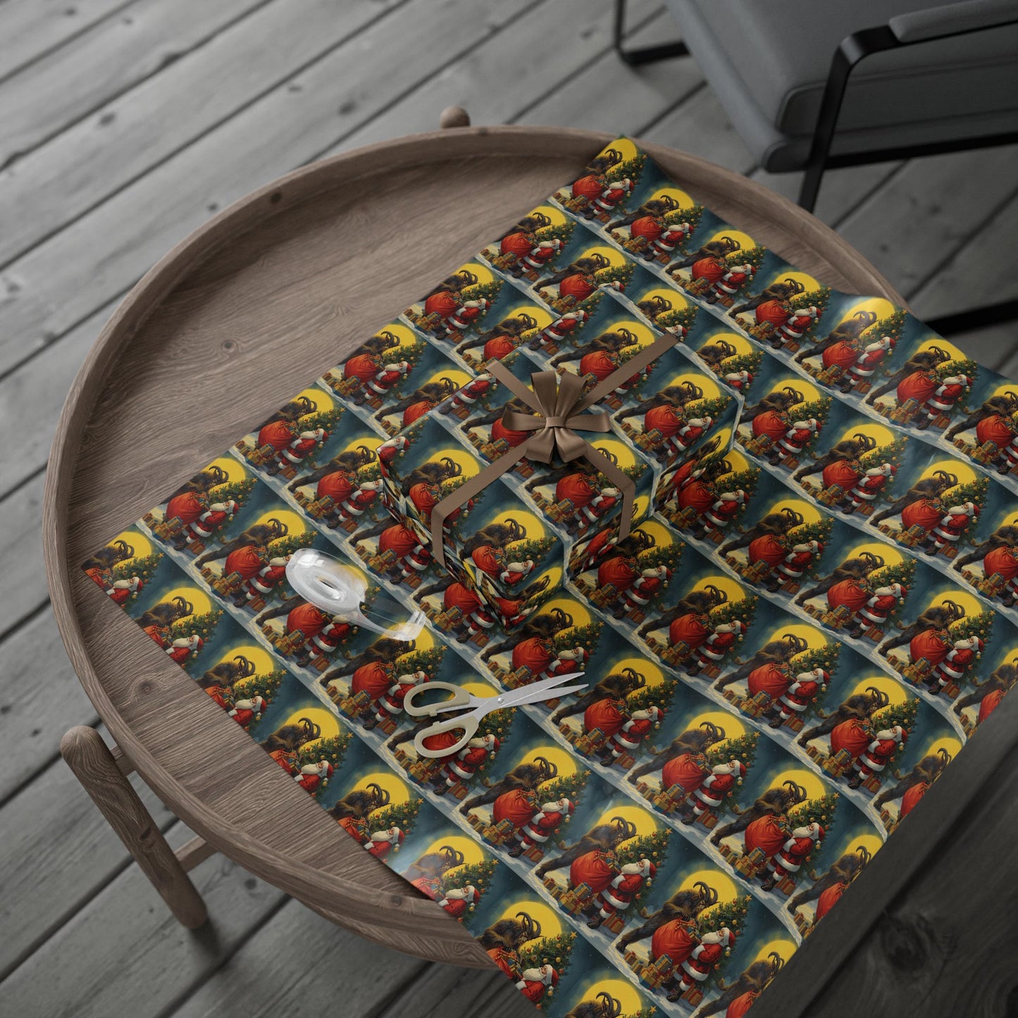 Krampus & Santa Winter Folklore Wrapping Paper
