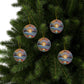 Abstract Winter Scene Ceramic Ornaments - 2-Sided Winter Spiritual Landscape, Tree Ornament, Holiday Decor, Home Decoration - Divine Mystic Moons