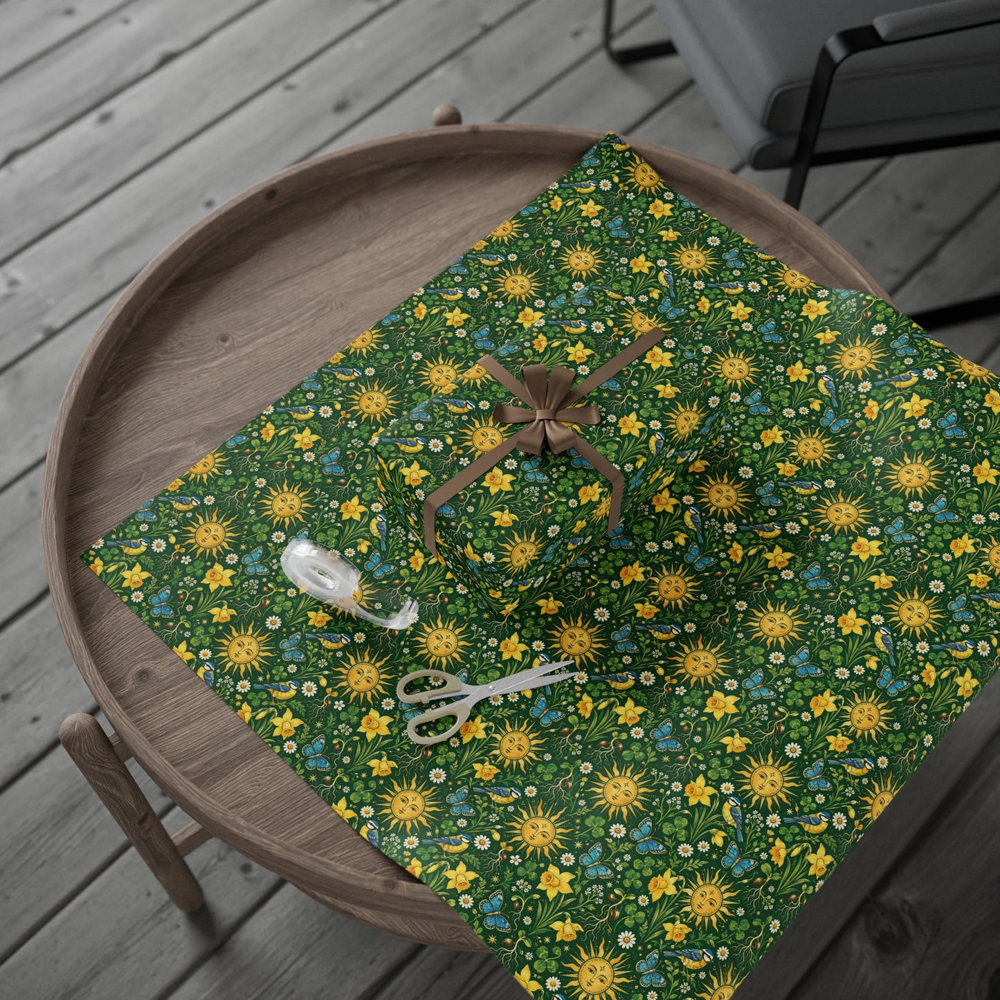 Ostara Golden Sun & Spring Meadow Wrapping Paper