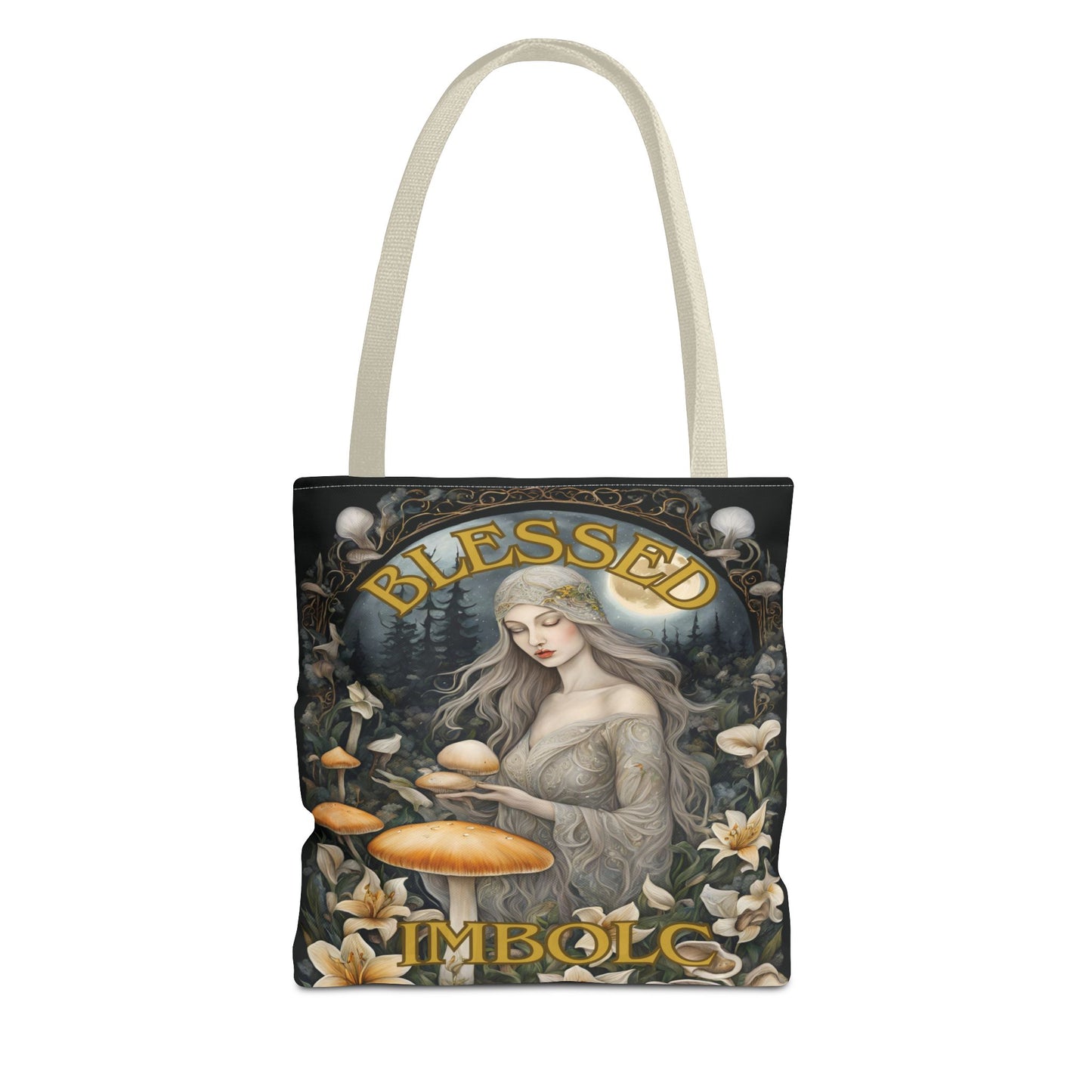 Imbolc Blessed Tote Bag | Witchy Eco-Friendly Carrier, Gardening Bag, Holiday Gift, Spiritual Tote, Adjustable Straps - Divine Mystic Moons