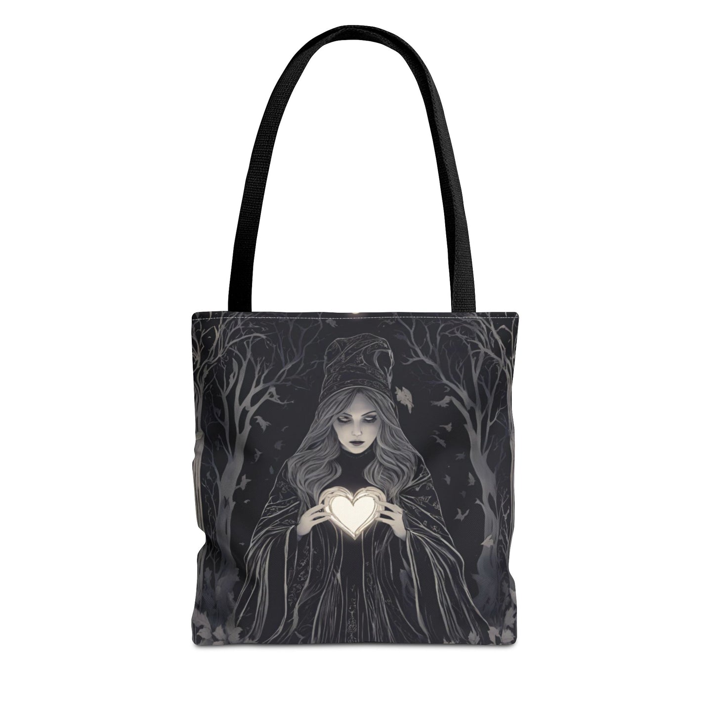 Mystical Heart Tote Bag - Gothic Fashion, Witchy Style, Witchy Gift, Perfect for Halloween, Everyday Use, Stylish Accessory - Divine Mystic Moons
