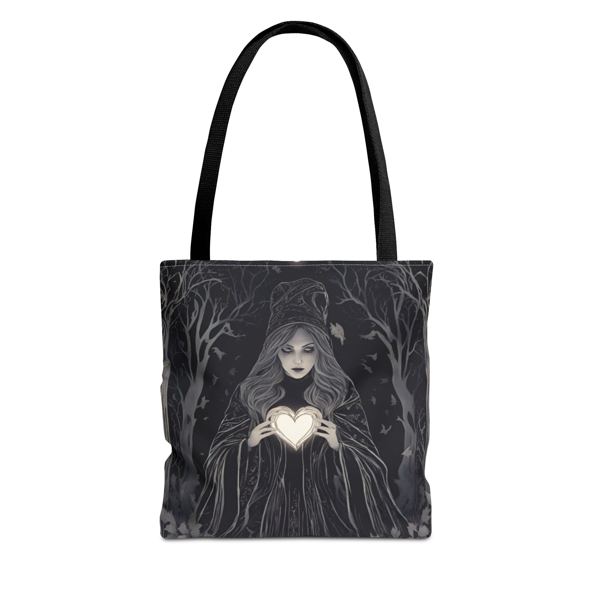 Mystical Heart Tote Bag - Gothic Fashion, Witchy Style, Witchy Gift, Perfect for Halloween, Everyday Use, Stylish Accessory - Divine Mystic Moons