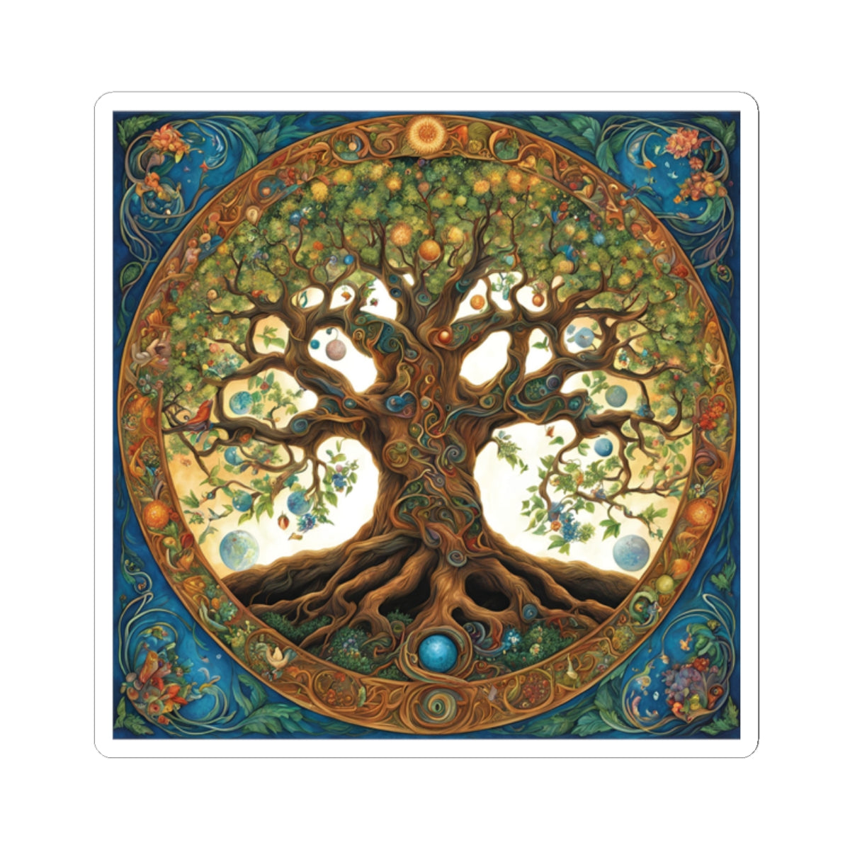 Tree of Life Kiss-Cut Stickers, Pagan Wiccan Sticker, Nature Inspired Decor, Laptop Decal, Spiritual Gift - Divine Mystic Moons