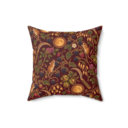 Lughnasadh Harvest Mouse Faux Suede Pillow – Blackberry & Moon Pagan Decor
