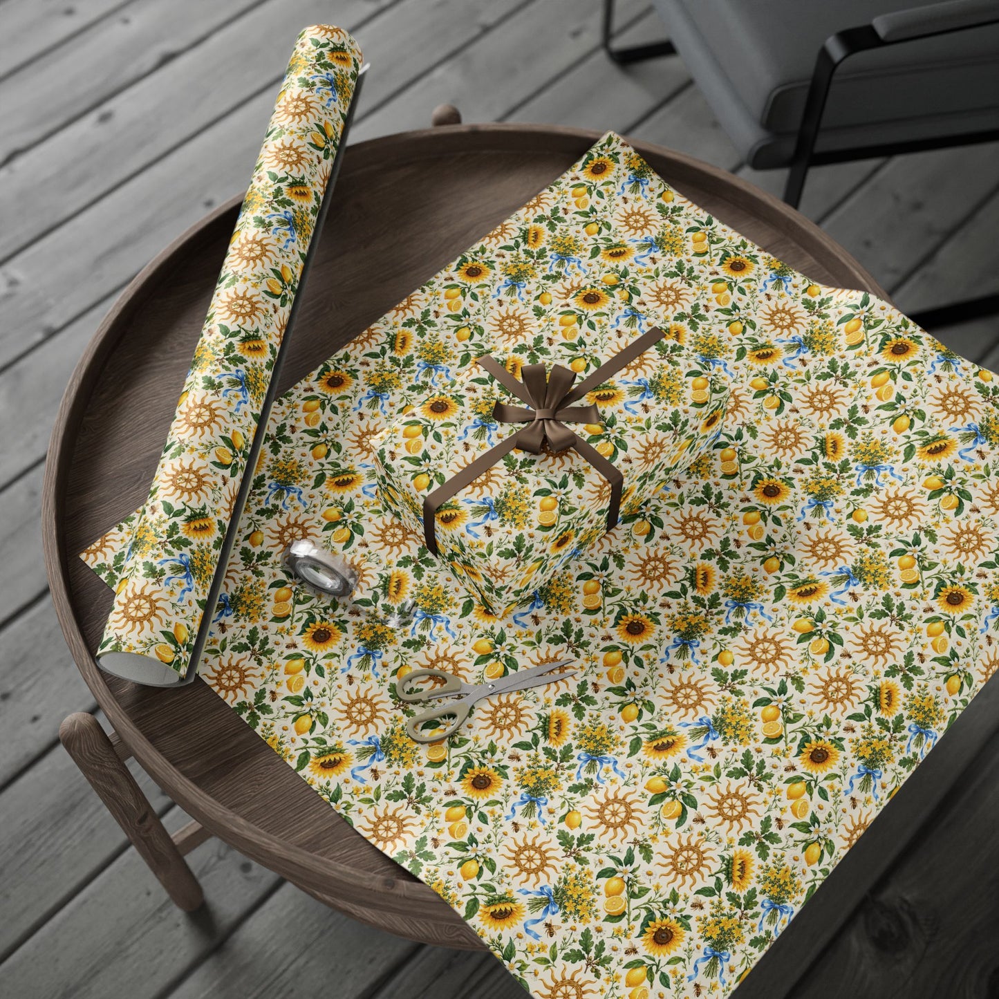 Litha Sunflower & Solstice Wheel Wrapping Paper