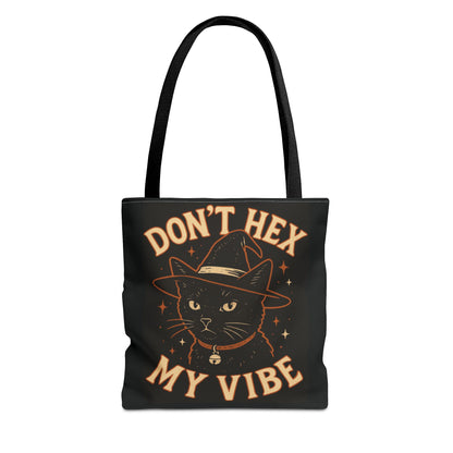 Dont Hex My Vibe Tote Bag Witchy Black Cat Bag, Funny Goth Witch Gift, Halloween Spellcaster Purse, Sarcastic Occult Accessory - Divine Mystic Moons
