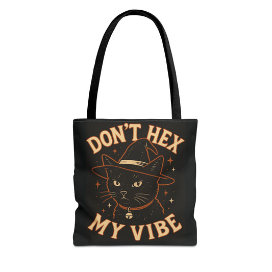 Dont Hex My Vibe Tote Bag Witchy Black Cat Bag, Funny Goth Witch Gift, Halloween Spellcaster Purse, Sarcastic Occult Accessory - Divine Mystic Moons