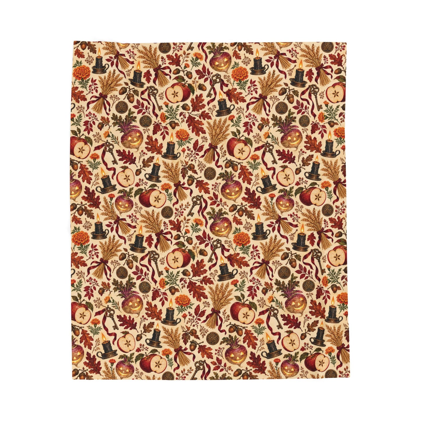 Samhain Turnip Lantern Velveteen Plush Blanket – Lightweight Autumn Harvest Throw - Divine Mystic Moons
