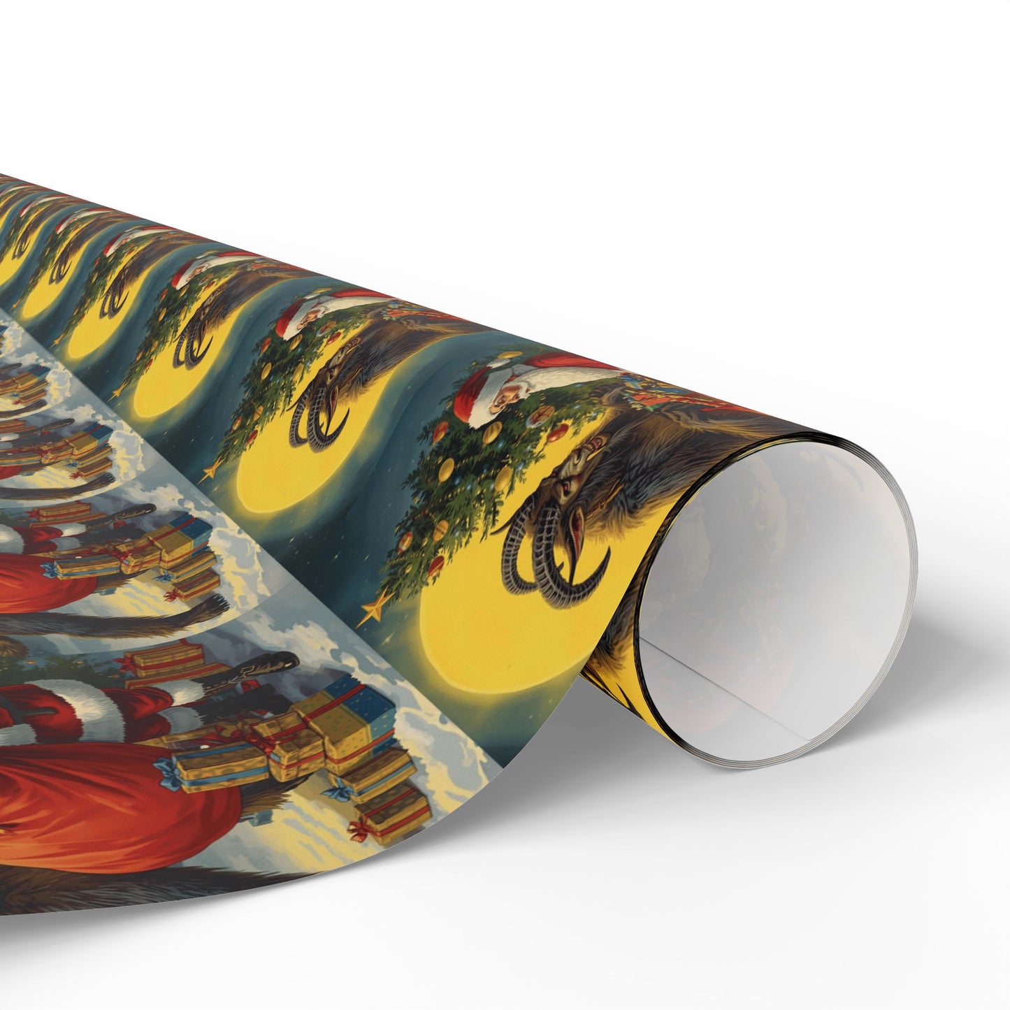 Krampus & Santa Winter Folklore Wrapping Paper