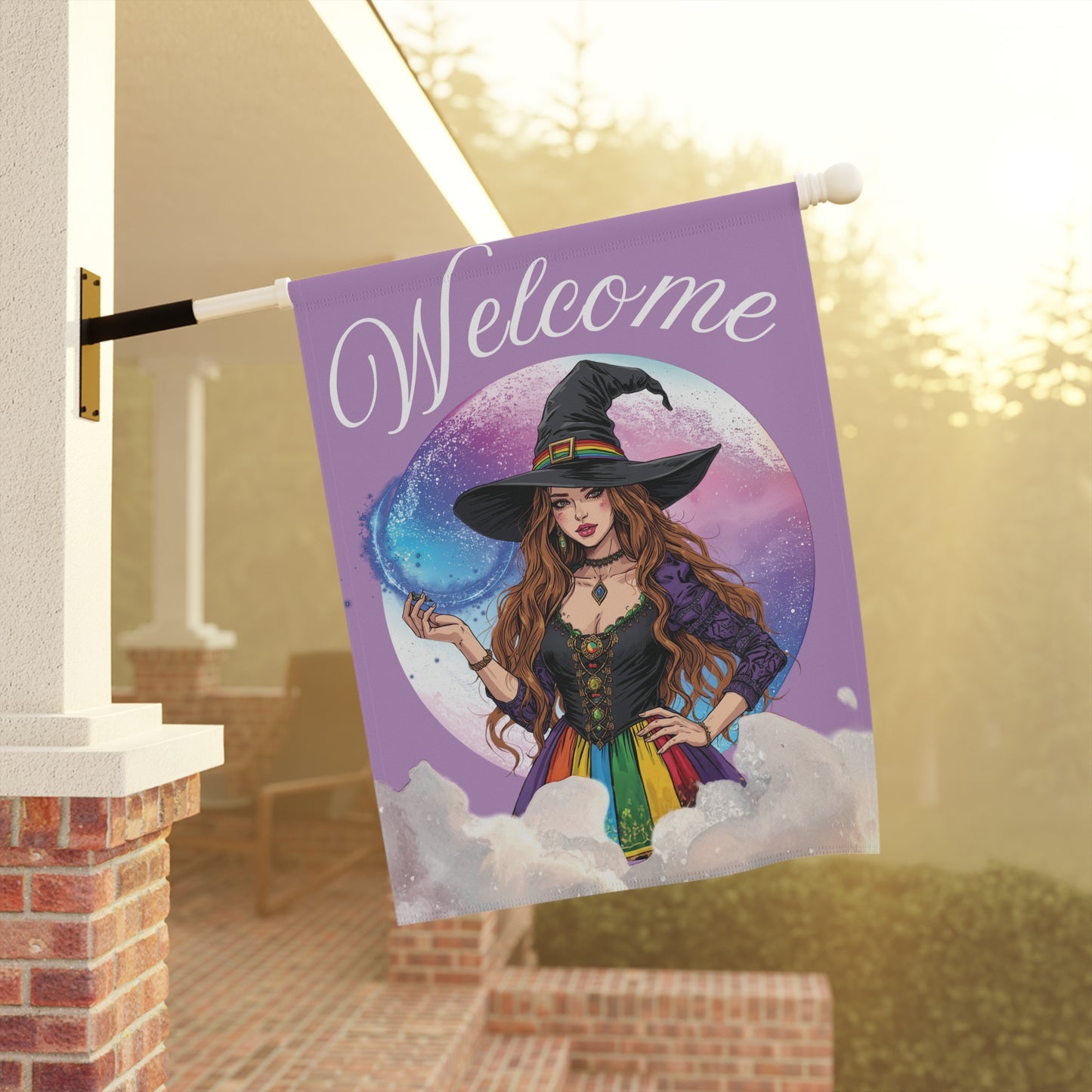 Rainbow Magic Witch Welcome Garden Flag