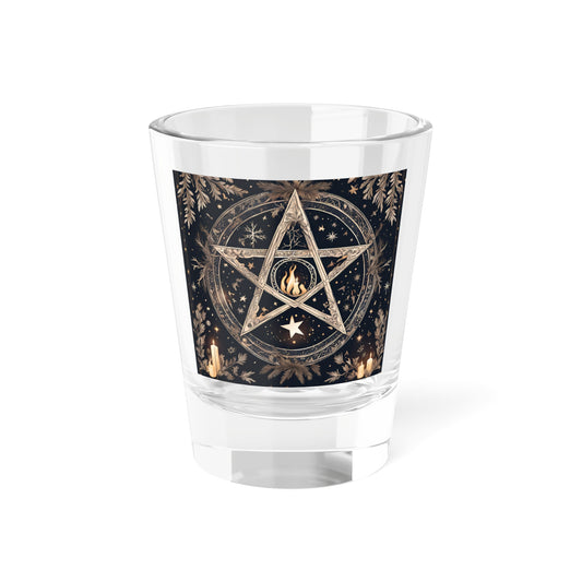 Mystical Pentagram Shot Glass, Perfect for Wiccans, Pagan Gatherings, Witchcraft, Home Bar Decor, Elemental Flame Pentacle Shot Glass – 1.5oz of Ritual Magic