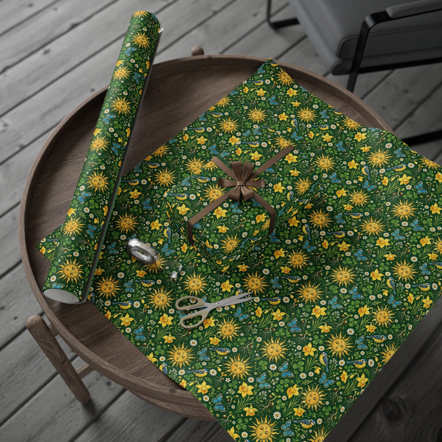 Ostara Golden Sun & Spring Meadow Wrapping Paper