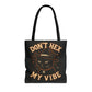 Dont Hex My Vibe Tote Bag Witchy Black Cat Bag, Funny Goth Witch Gift, Halloween Spellcaster Purse, Sarcastic Occult Accessory - Divine Mystic Moons