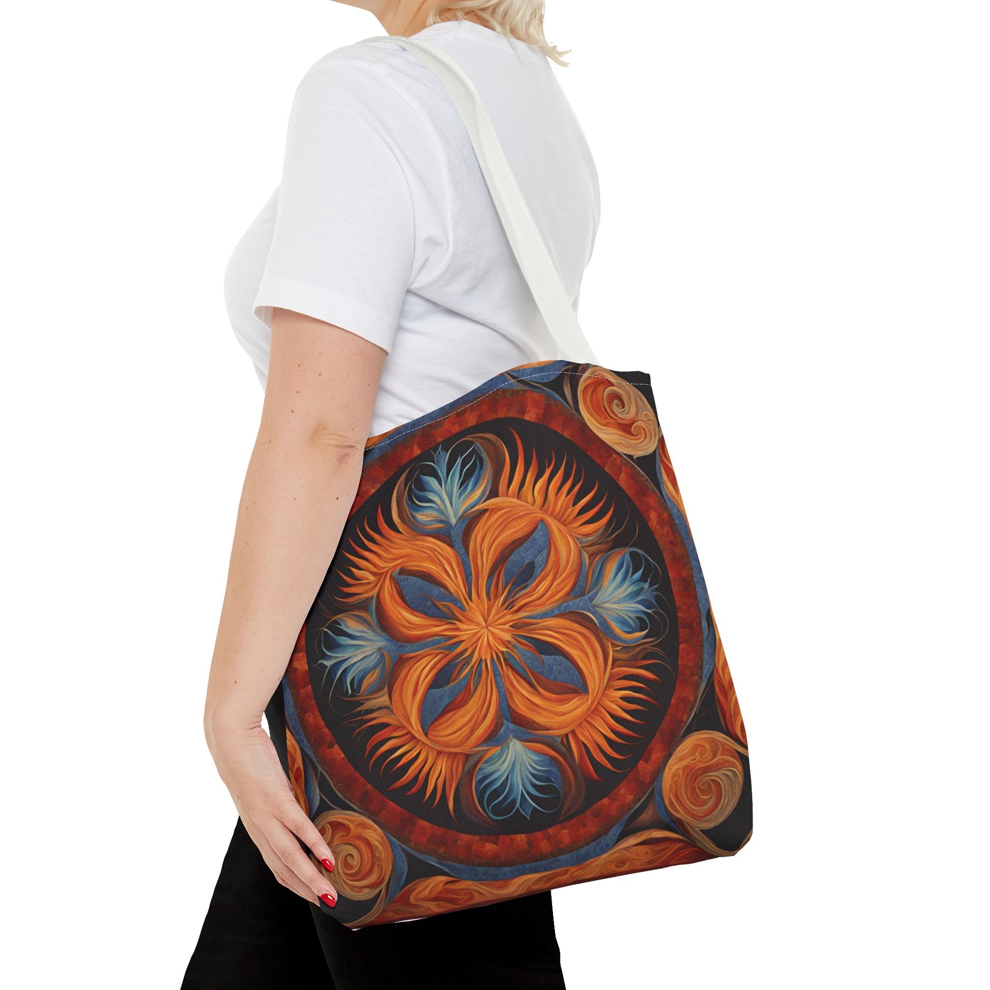 Vibrant Floral Tote Bag, Bohemian Style Handbag, Eco-Friendly Shopping Bag, Art Inspired Gift, Summer Festival Accessory - Divine Mystic Moons