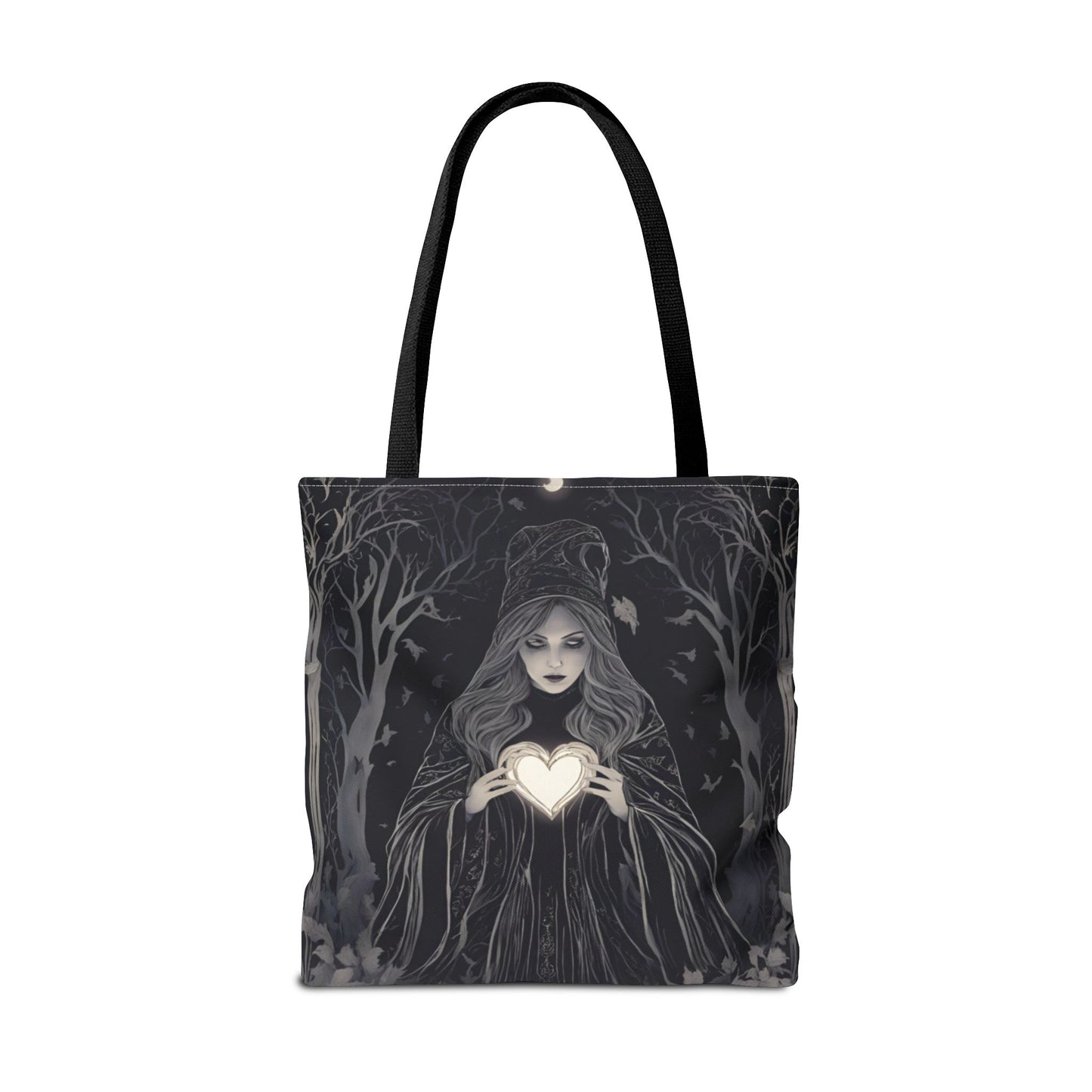 Mystical Heart Tote Bag - Gothic Fashion, Witchy Style, Witchy Gift, Perfect for Halloween, Everyday Use, Stylish Accessory - Divine Mystic Moons