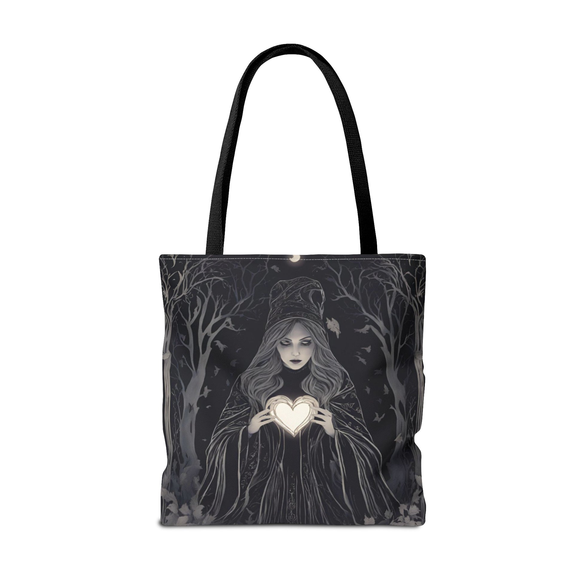 Mystical Heart Tote Bag - Gothic Fashion, Witchy Style, Witchy Gift, Perfect for Halloween, Everyday Use, Stylish Accessory - Divine Mystic Moons