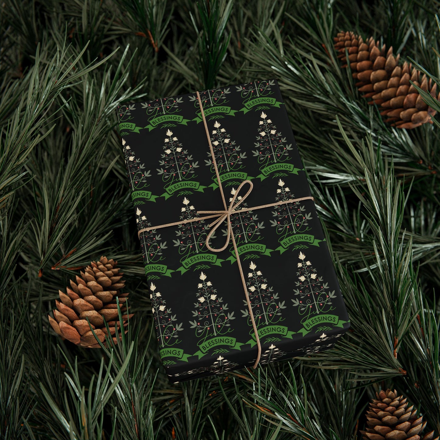 Botanical Yule Tree Wrapping Paper