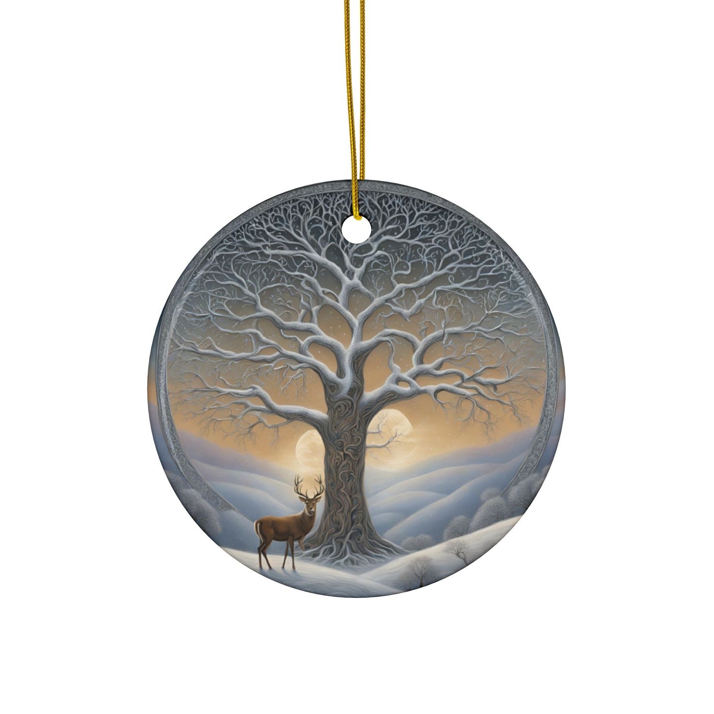Winter Tree of Life & Stag Yule Ornament