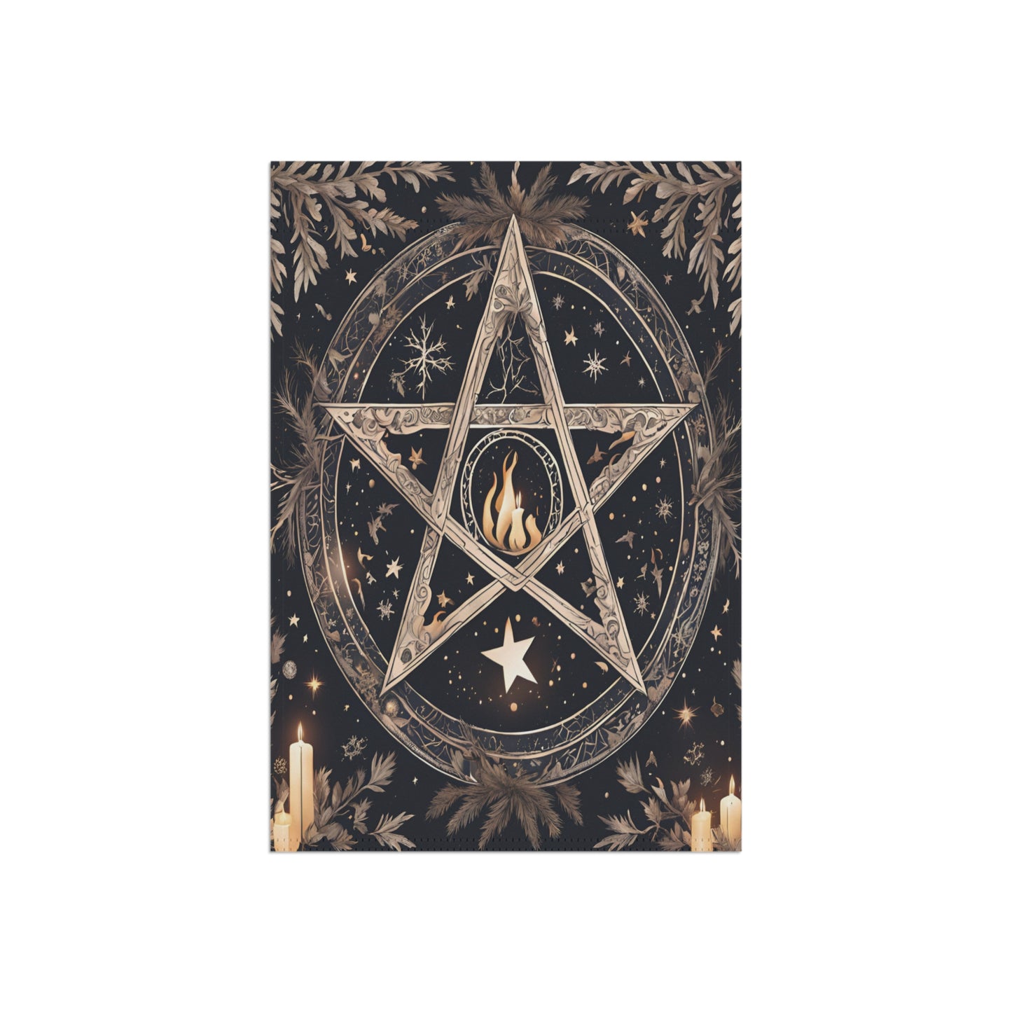 Winter Flame Pentagram Garden Flag