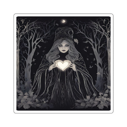 Mystical Heart Square Stickers, Witchy Decor, Dark Fantasy, Laptop Stickers, Gothic Aesthetic, Gift for Witch Lovers - Divine Mystic Moons