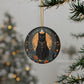 Jeweled Black Cat & Autumn Botanical Ornament