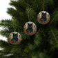 Black Cat Patriotic Ceramic Ornaments, 2-Sided Print, Holiday Decor, Gift for Cat Lovers, Memorial Decoration, Festive Home Accents