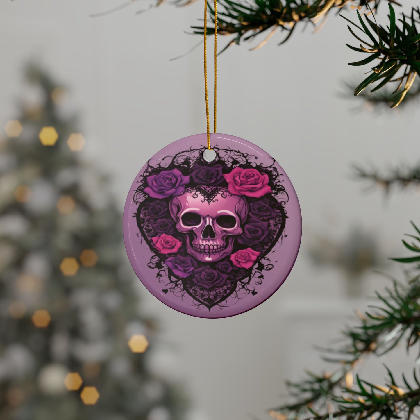 Purple Skull and Roses Holiday Ornament Alter Decor Home Decoration (1pc, 3pcs, 5pcs, 10pcs) - Divine Mystic Moons