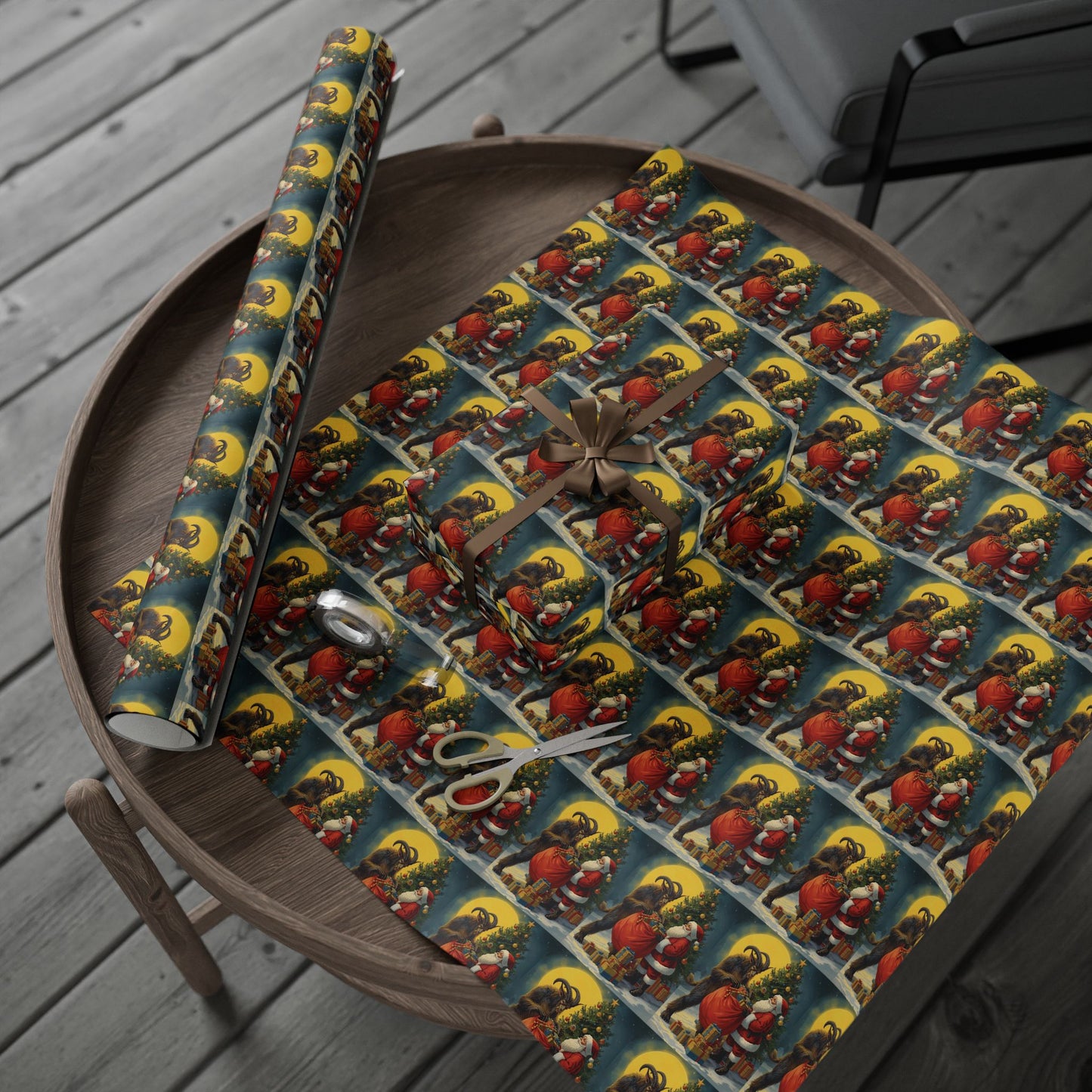 Krampus & Santa Winter Folklore Wrapping Paper