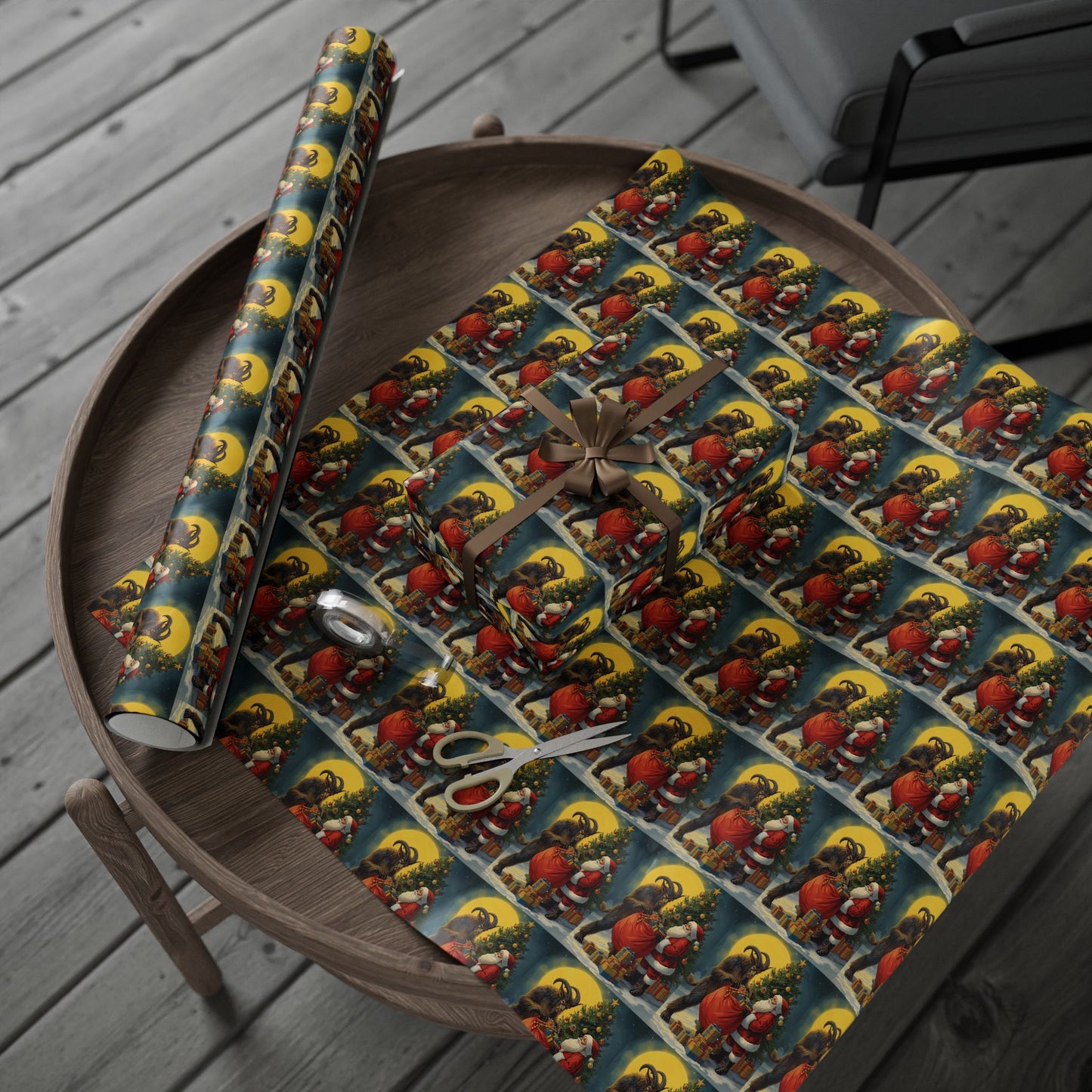 Krampus & Santa Winter Folklore Wrapping Paper