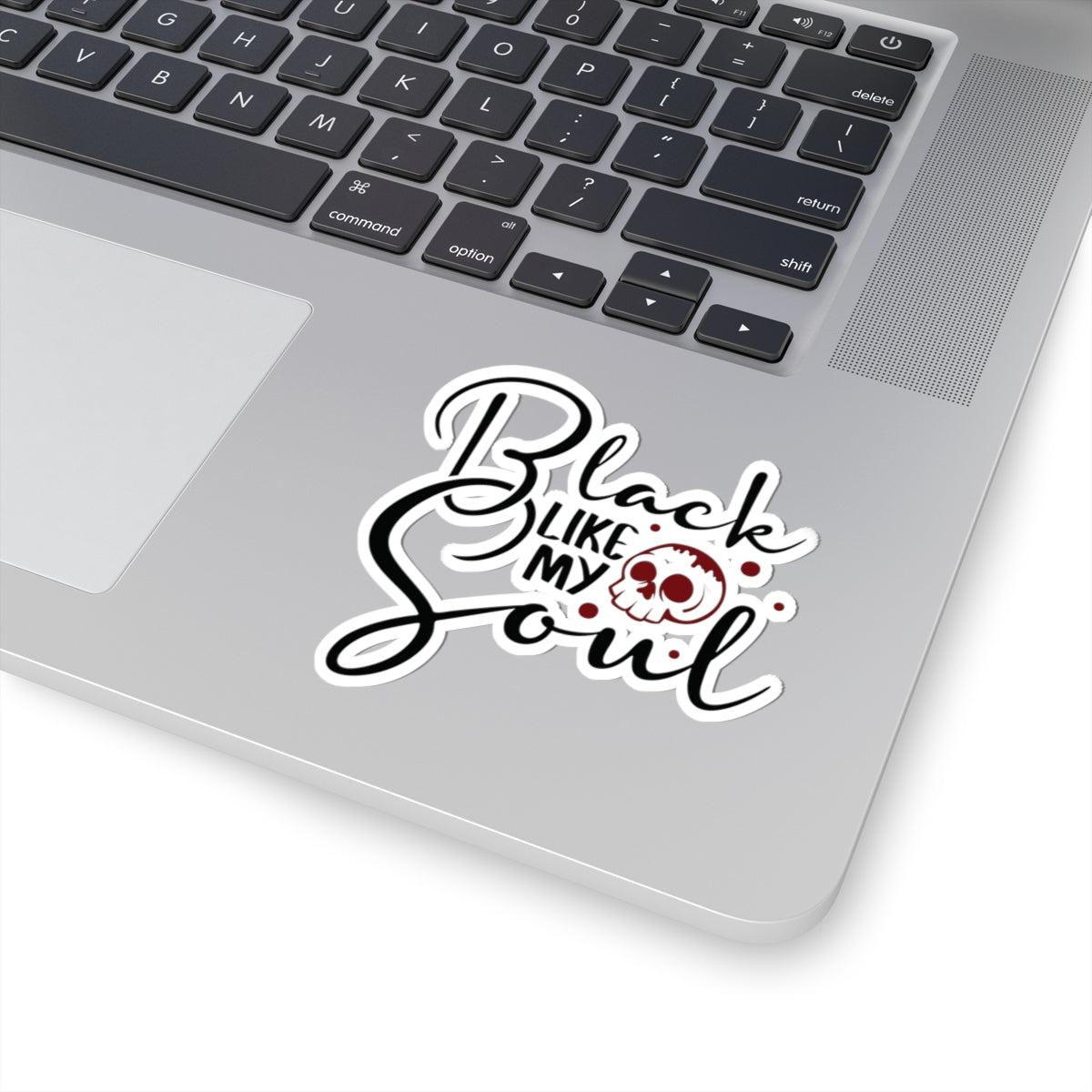 Black Like My Soul Skull Design, Perfect for Laptops, Journals, Water Bottles, Gifts, Gothic Kiss-Cut Stickers - Divine Mystic Moons