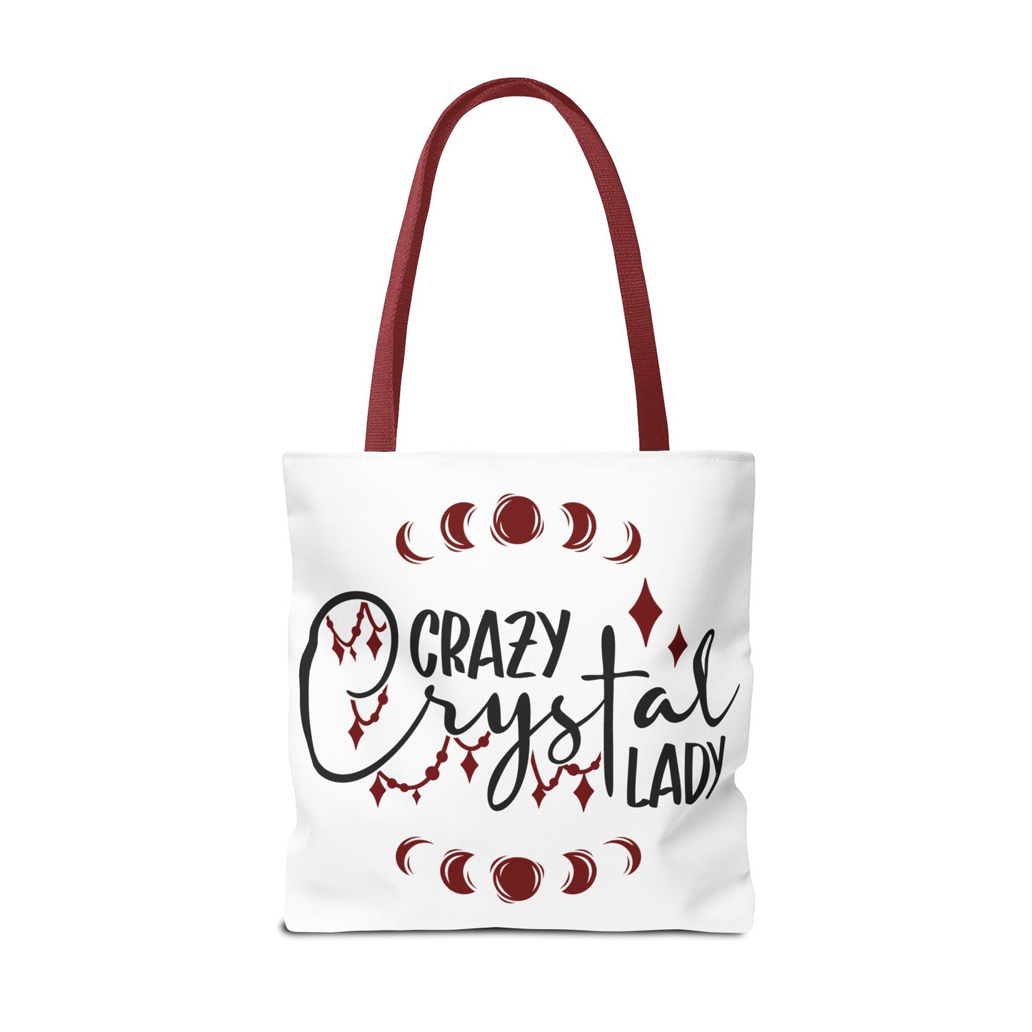 Crazy Crystal Lady Tote Bag - Perfect for Gift, Witchcraft, Crystals, Shopping, Eco-Friendly, Astrology Lover - Divine Mystic Moons