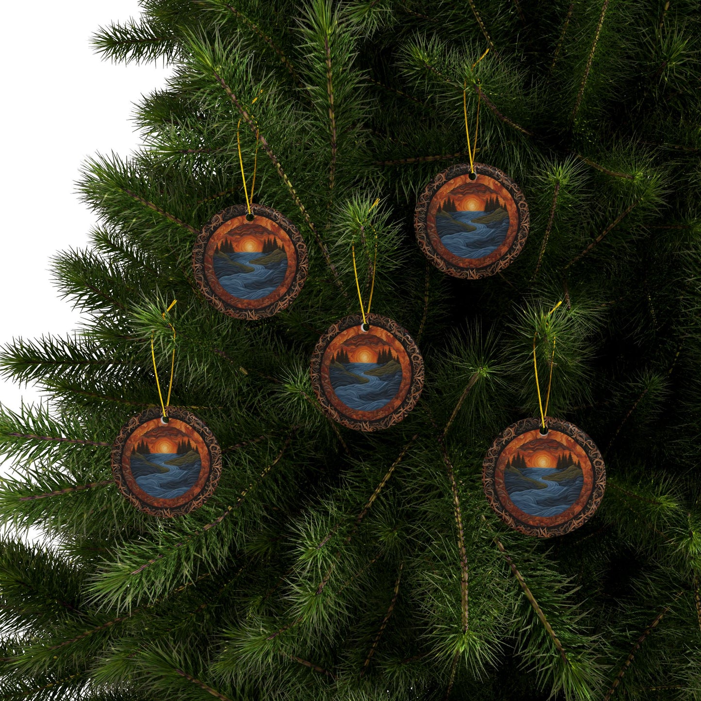 Nature Inspired Ceramic Ornaments  Perfect for Holidays and Home Decor, 2-Sided Print, Gift Ideas for Friends & Family, Christmas, Wall - Divine Mystic Moons