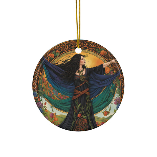 Mystical Witch Ceramic Ornaments | Enchanted Home Decor, Gift for Holidays, Witchy Decoration, Magical Gift, Unique Tree Ornaments - Divine Mystic Moons