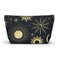 Mystical Makeup Bag | Witch Accessories Pouch | Pagan Travel Organizer | Moon and Sun Cosmetic Bag | Spiritual Storage Pouch w T-bottom - Divine Mystic Moons
