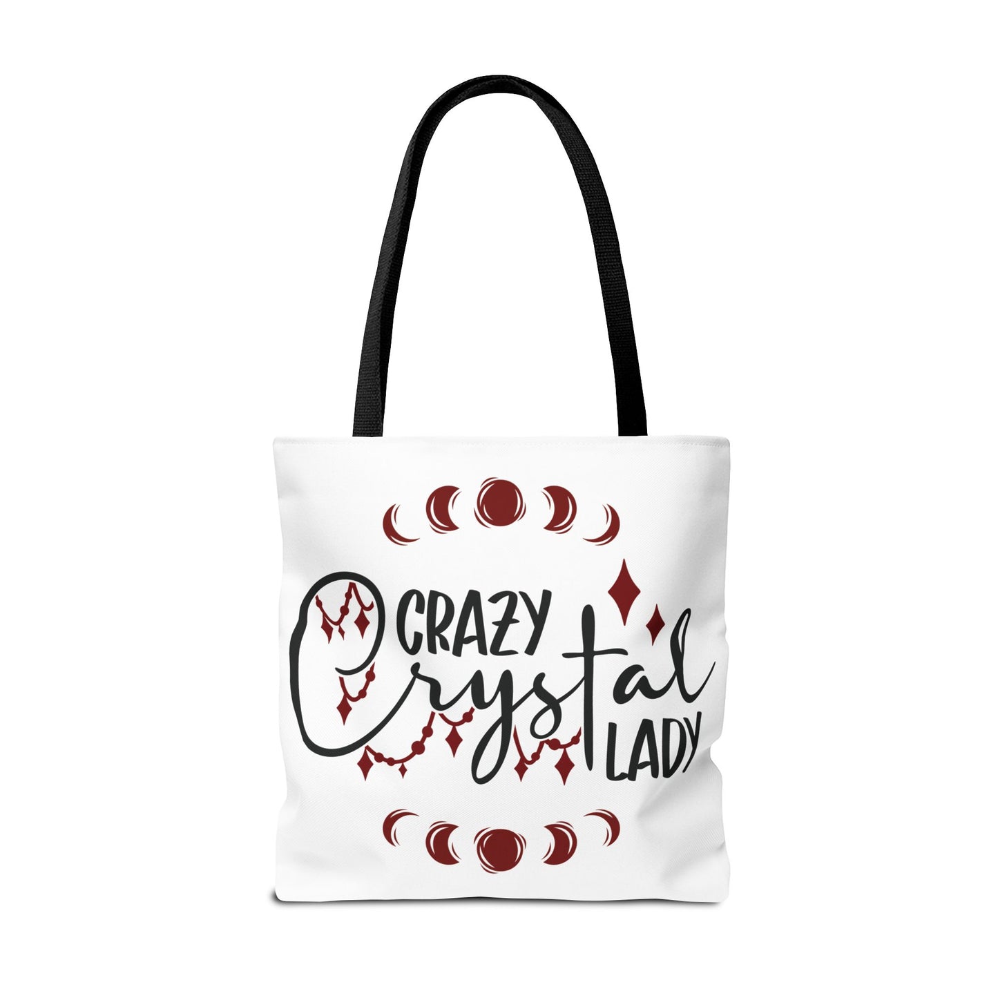 Crazy Crystal Lady Tote Bag - Perfect for Gift, Witchcraft, Crystals, Shopping, Eco-Friendly, Astrology Lover - Divine Mystic Moons