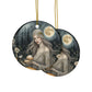 Ethereal Moon Goddess 2 sided Ceramic Ornament Mystical Mushroom Forest Print Pagan Deity Witchy Woodland Sacred Feminine Divine - Divine Mystic Moons